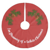 Klassischer roter Kiefernzapfen Polyester Weihnachtsbaumdecke (Vorderseite)