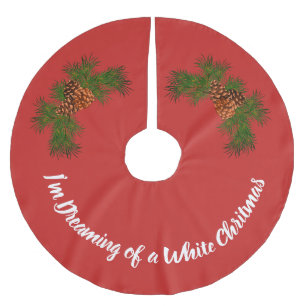 Klassischer roter Kiefernzapfen Polyester Weihnachtsbaumdecke