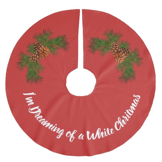 Klassischer roter Kiefernzapfen Polyester Weihnachtsbaumdecke (Vorderseite)