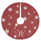 Klassischer Roter Monogram Tree Skirt Polyester Weihnachtsbaumdecke (Vorderseite)