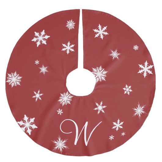 Klassischer Roter Monogram Tree Skirt Polyester Weihnachtsbaumdecke (Vorderseite)