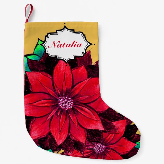 KLASSISCHER ROTER POINSETTIA Entwurf Kleiner Weihnachtsstrumpf (Vorderseite)