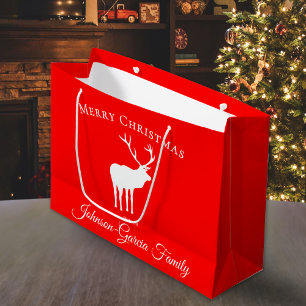 Klassischer roter Rentier-Weihnachtsstil Große Geschenktüte