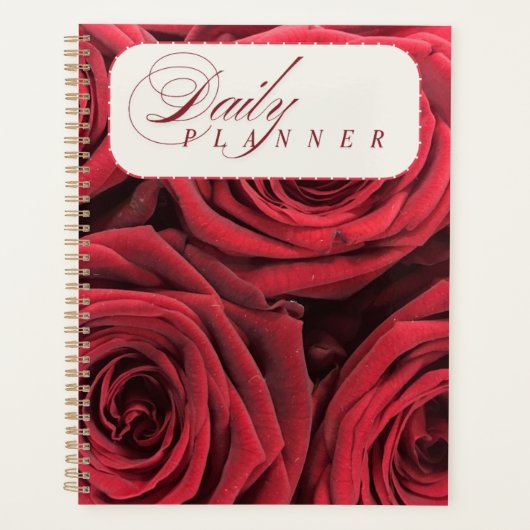 Klassischer roter Rosen Luxus-Tagesplaner Planer (Vorderseite)