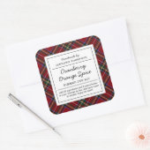 Klassischer roter Tartan-Feiertags-Simmer-Topf Quadratischer Aufkleber (Umschlag)