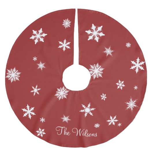 Klassischer Roter Treppenrock Polyester Weihnachtsbaumdecke (Vorderseite)