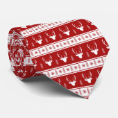 Klassischer Roter Weißer Rentier Winter Weihnachte Krawatte (Gerollt)