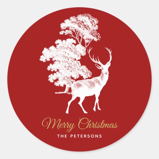 Klassischer Rotwildsaft im Wald Runder Aufkleber (Vorderseite)