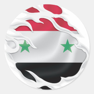 Klassischer Round-Sticker für die syrische Ripped- Runder Aufkleber