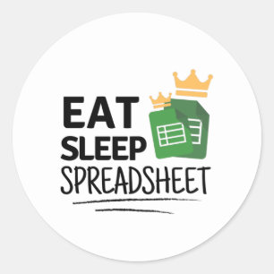 Klassischer Round-Sticker für Schlafspreadsheet Runder Aufkleber