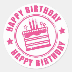Klassischer Round Sticker/Happy Birthday Runder Aufkleber