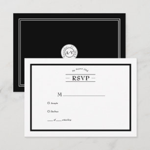 Klassischer RSVP für Lässige Schwarz-weiße Hochzei Karte