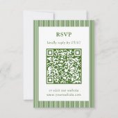 Klassischer RSVP QR-Code für grüne Thin Striped We (Vorderseite)