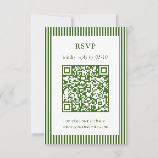 Klassischer RSVP QR-Code für grüne Thin Striped We (Vorderseite)