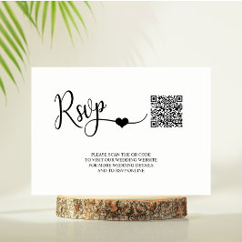 Klassischer RSVP QR Code für moderne Schwarz-Weiß- Begleitkarte