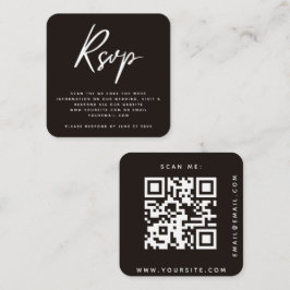 Klassischer RSVP QR-Code für Schwarz und Weiß Begleitkarte