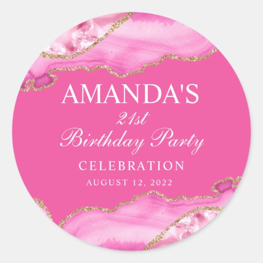 Klassischer Rundaufkleber aus rosa und goldenem Ag Runder Aufkleber (Vorderseite)