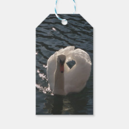 Klassischer Rundaufkleber aus weißem Schwan Geschenkanhänger