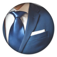 Klassischer Rundaufkleber der blauen Krawatte