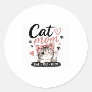 Klassischer Rundaufkleber für Katzenmamas  Runder Aufkleber