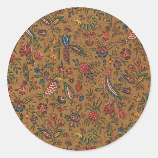 Klassischer Rundaufkleber mit Blankblumenbeschlag Runder Aufkleber (Vorderseite)