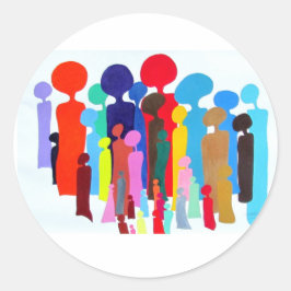 Klassischer Rundaufkleber mit bunten Menschen Runder Aufkleber
