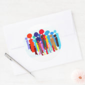 Klassischer Rundaufkleber mit bunten Menschen Runder Aufkleber (Umschlag)