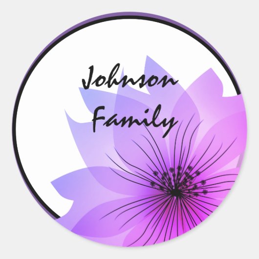 Klassischer Rundaufkleber mit rosa Blume Runder Aufkleber (Vorderseite)