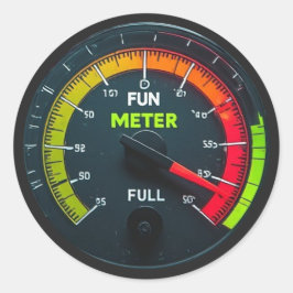 Klassischer Rundaufkleber Way Too Much Fun Meter Runder Aufkleber