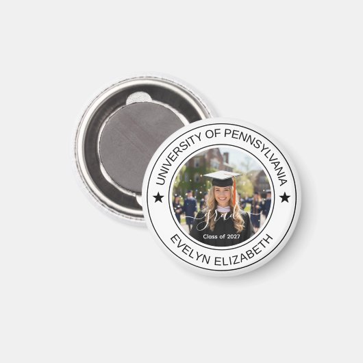 Klassischer runder Graduate Modern Script Magnet (Vorderseite/Rückseite)