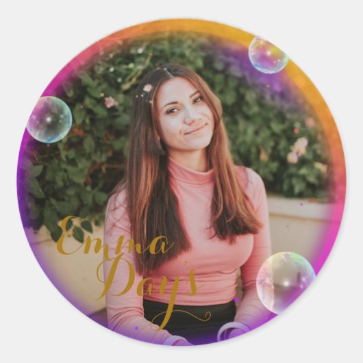 klassischer Rundrahmen für Fotos Runder Aufkleber (Vorderseite)