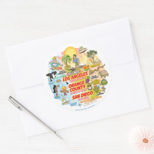 Klassischer Rundsticker für Südkalifornien Runder Aufkleber (Umschlag)