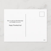 Klassischer rustikaler Erntedank-Truthahn Feiertagspostkarte (Rückseite)