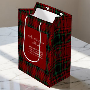 Klassischer rustikaler Tartan-Karo-Feiertag Weihna Mittlere Geschenktüte