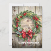 Klassischer rustikaler Weihnachtskiefern-Kranz mit Feiertagskarte (Vorderseite)