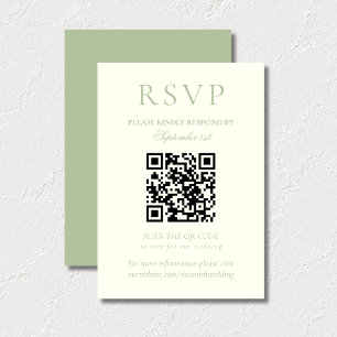 Klassischer Salbeigrüner Minimalistischer Hochzeit RSVP Karte