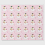 Klassischer Santa Claus Pink Personalisiert Geschenkpapier (Flach)