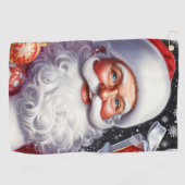 Klassischer Santa mit Gegenwart und Ornamenten Golfhandtuch (Horizontal)