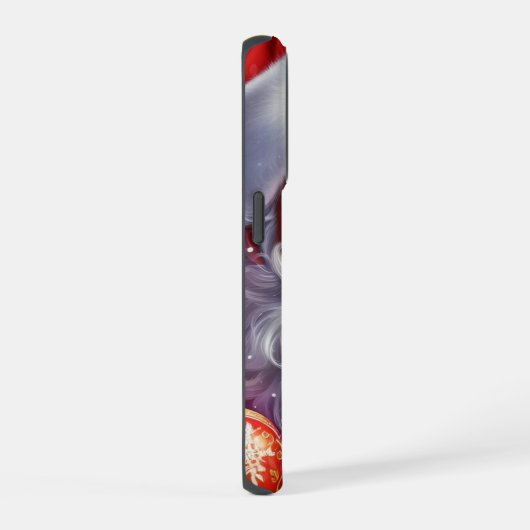 Klassischer Santa mit Gegenwart und Ornamenten iPhone Hülle (Rechte Seite)