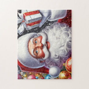 Klassischer Santa mit Gegenwart und Ornamenten Puzzle