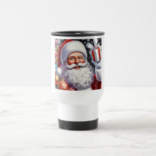 Klassischer Santa mit Gegenwart und Ornamenten Reisebecher
