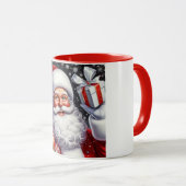 Klassischer Santa mit Gegenwart und Ornamenten Tasse (VorderseiteRechts)