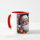 Klassischer Santa mit Gegenwart und Ornamenten Tasse (Vorderseite Links)
