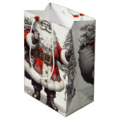 Klassischer Santa Old ist Gold Mittlere Geschenktüte (Rückseite Schrägansicht)