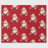 Klassischer Santa Roter Hintergrund Geschenkpapier (Flach)