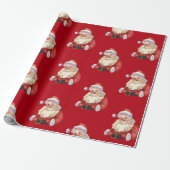 Klassischer Santa Roter Hintergrund Geschenkpapier (Ungerollt)