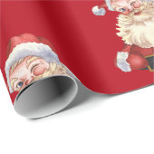 Klassischer Santa Roter Hintergrund Geschenkpapier (Rolleneckpunkt)