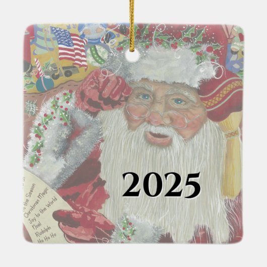 Klassischer Santa - zweimal zweiseitig prüfen Keramikornament (Rückseite)