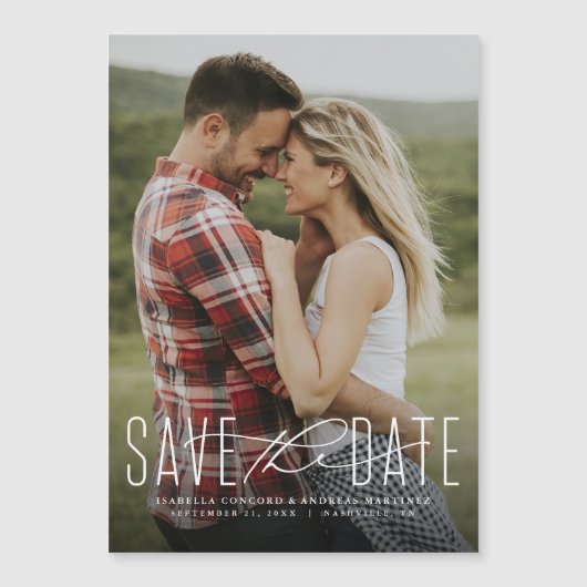 Klassischer, Save the Date vertikaler Foto-Magnet Magnetkarte (Vorderseite)