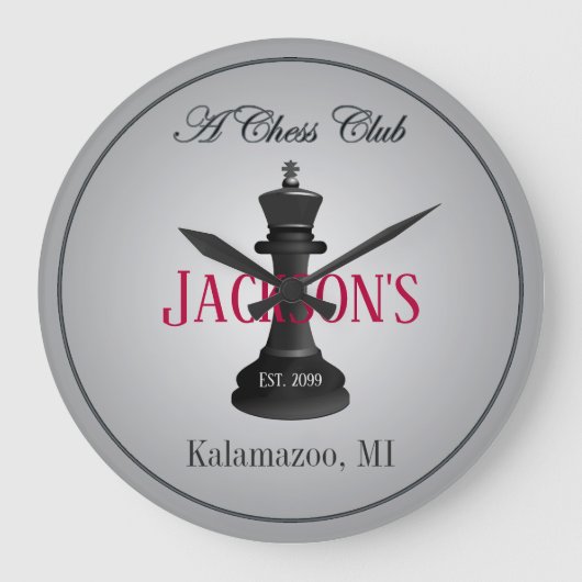 Klassischer Schachklub mit King Zeichnend Wall Clo Große Wanduhr (Vorderseite)
